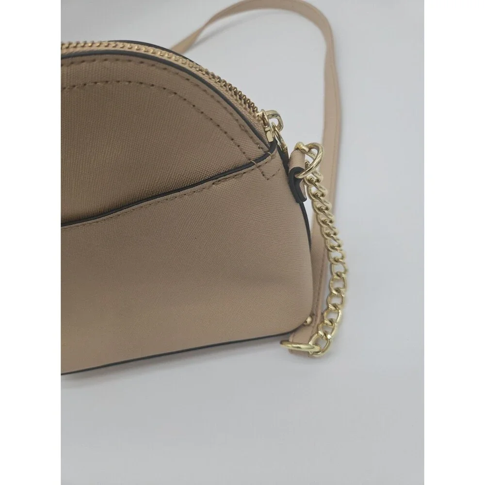 STEVE MADDEN Tan DOME SATCHEL CROSSBODY BAG GOLD CHAIN
